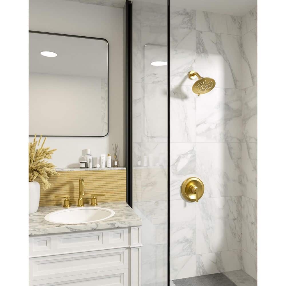 WOWOW Single Handle 5-Spray Shower Faucet 1.8 GPM with Pressure Balance in. Gold (2)