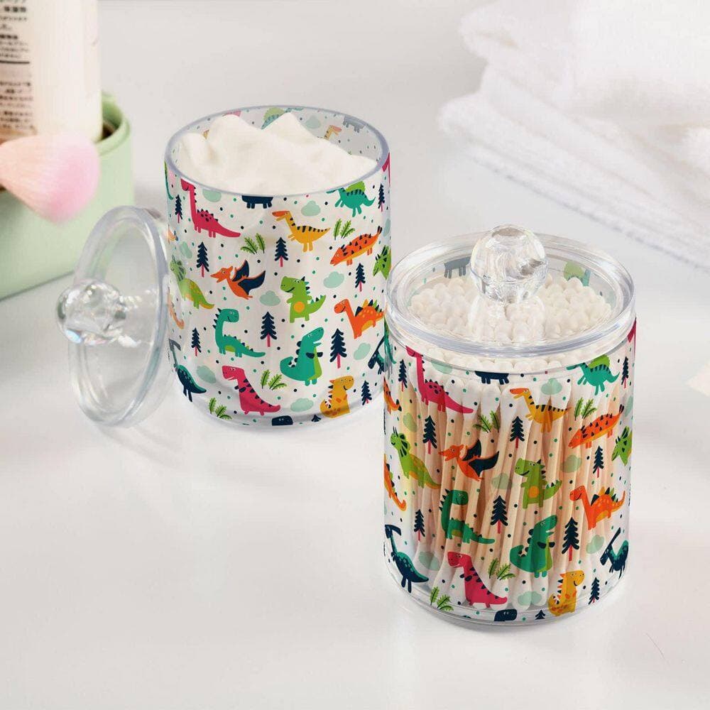 KHKFY Clear Plastic Apothecary Jars with Lid Cotton Swab Storage Containers Set of 2 for Bathroom Desktop Use (3)