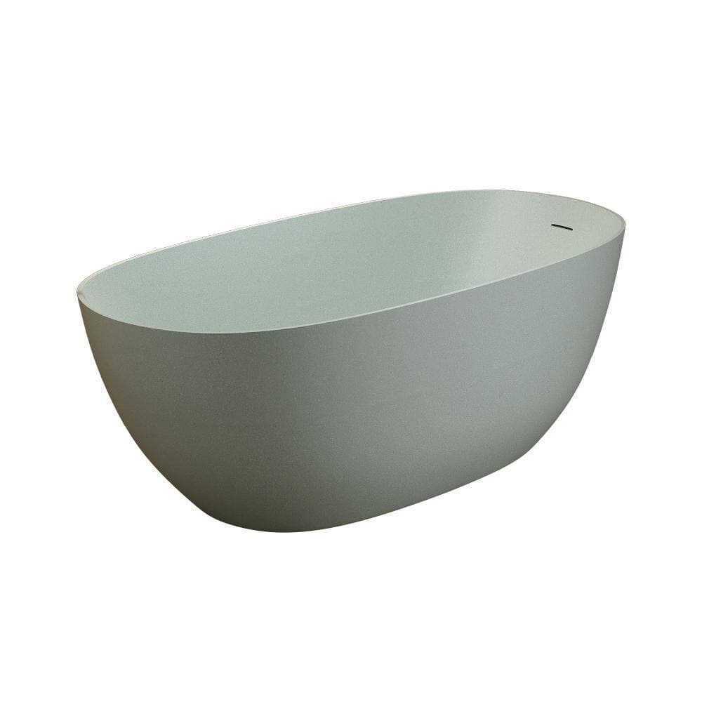INSEEDE Vela 65 in. Solid Surface Resin Stone Freestanding Soaking Bathtub in Turquoise Green Modern Tubs with Pop-up Drain (3)