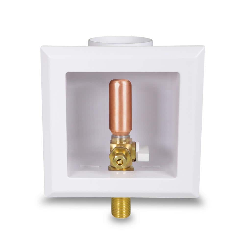 PLUMBFLEX 1/2 in. MIP/SWT Icemaker Outlet Box with Valve and Hammer Arrester, White ABS Brass (Single) (3)