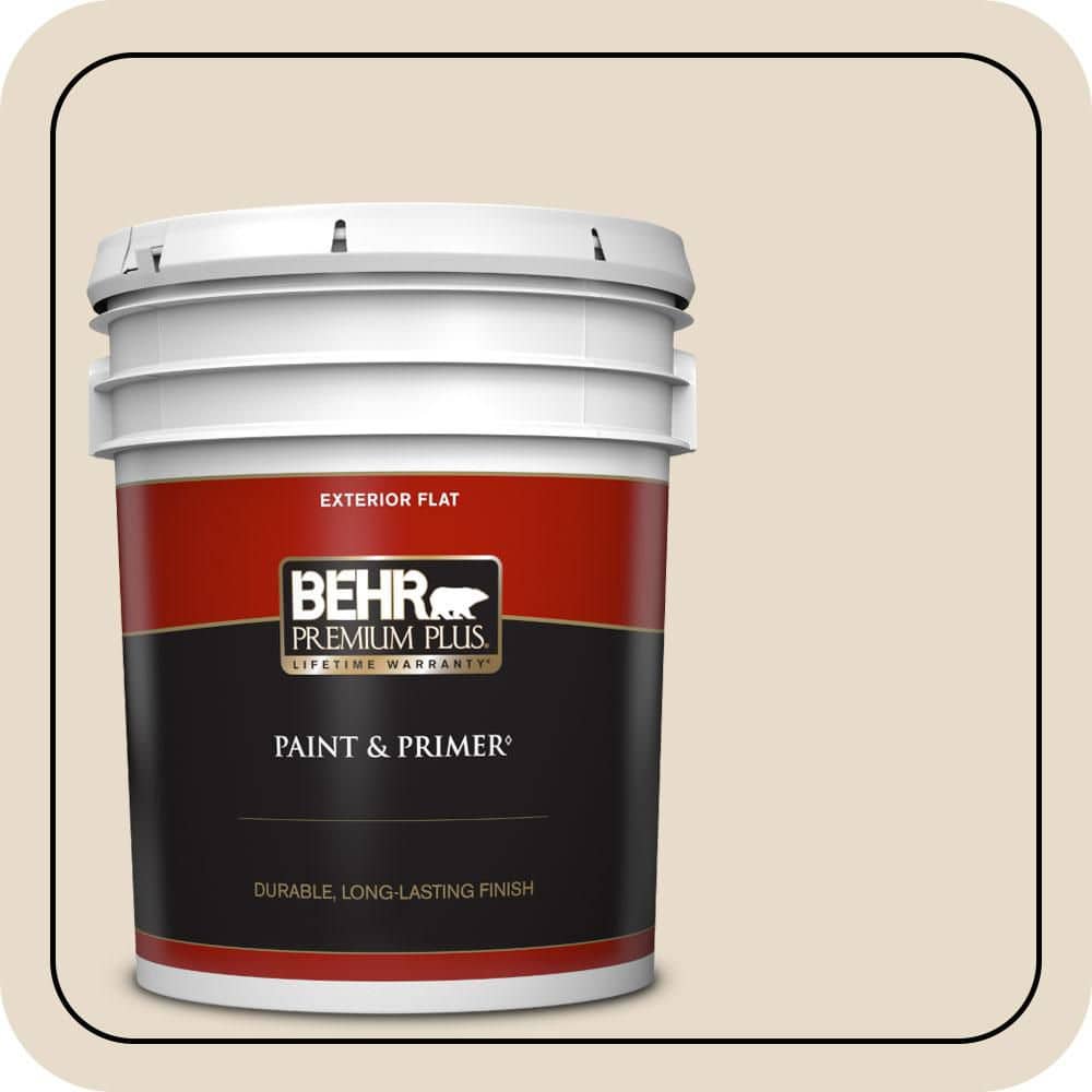 BEHR PREMIUM PLUS 5 gal. #OR-W08 Coco Malt Flat Exterior Paint & Primer