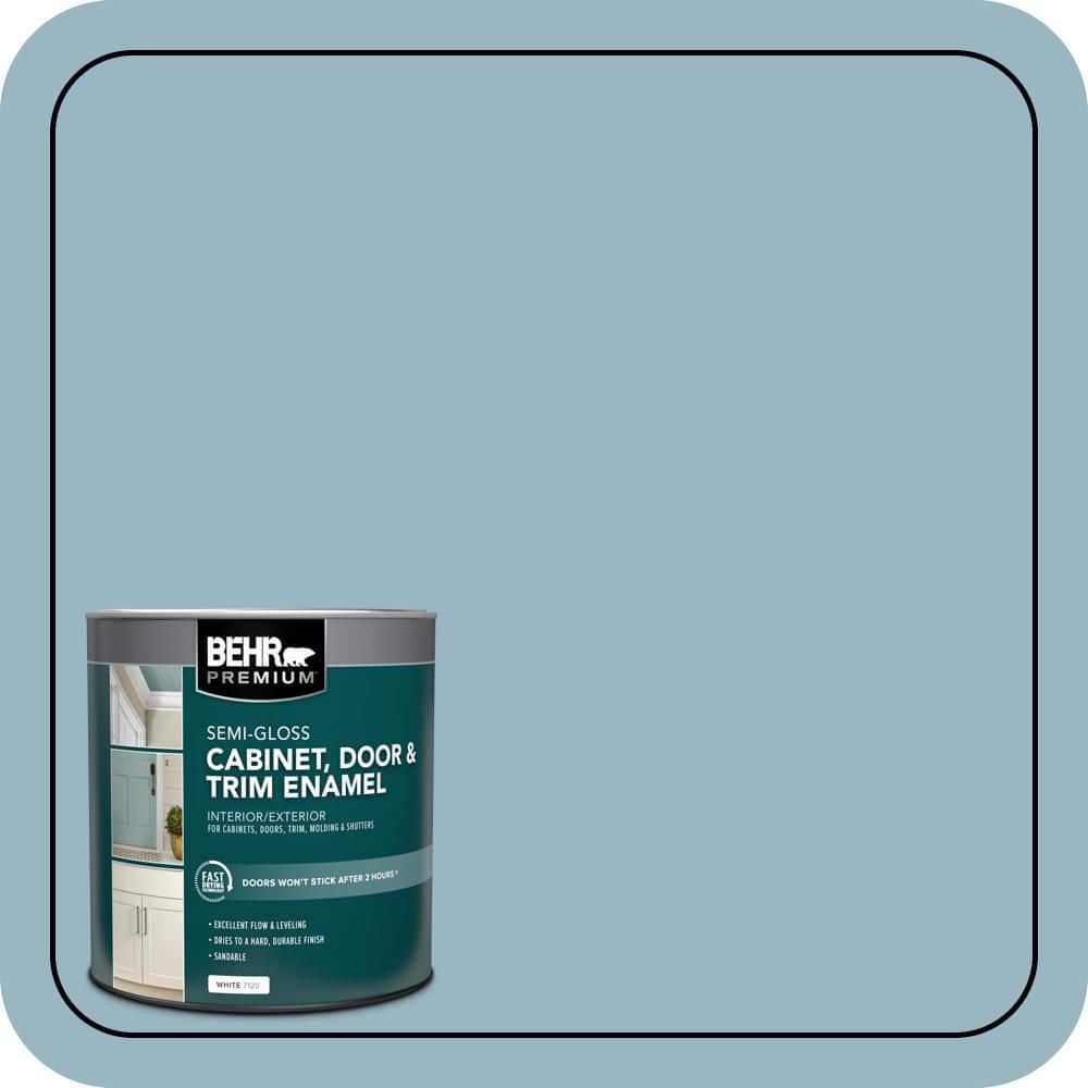 BEHR PREMIUM 1 qt. #S470-3 Peaceful Blue Semi-Gloss Enamel Interior/Exterior Cabinet, Door & Trim Paint