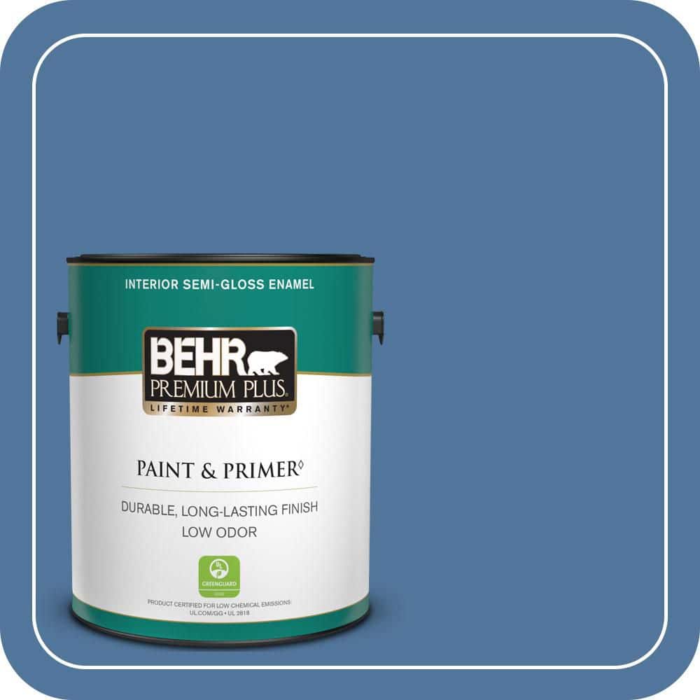 BEHR PREMIUM PLUS 1 gal. #580D-6 Liberty Semi-Gloss Enamel Low Odor Interior Paint & Primer