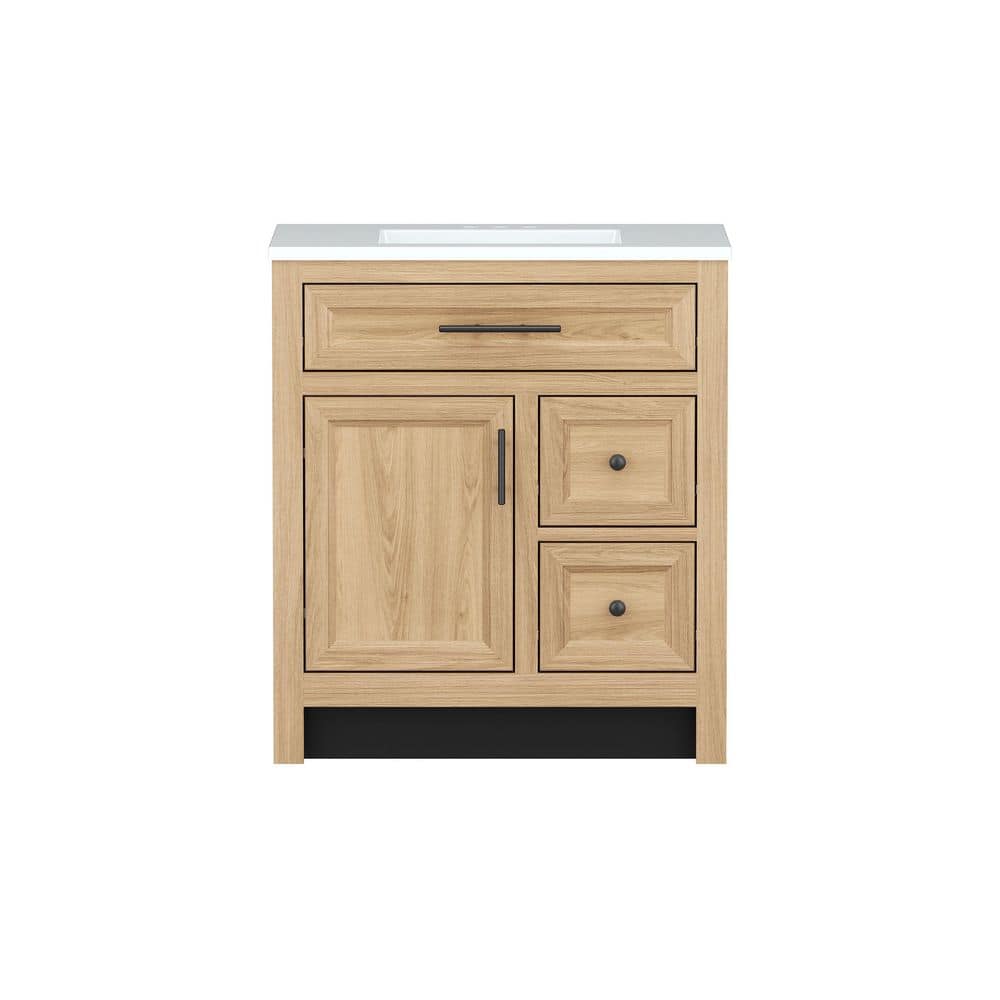 Glacier Bay Haldone 31 in. Single Sink Freestanding Sunlit Bathroom Vanity with White Cultured Marble Top (Assembled) (3)