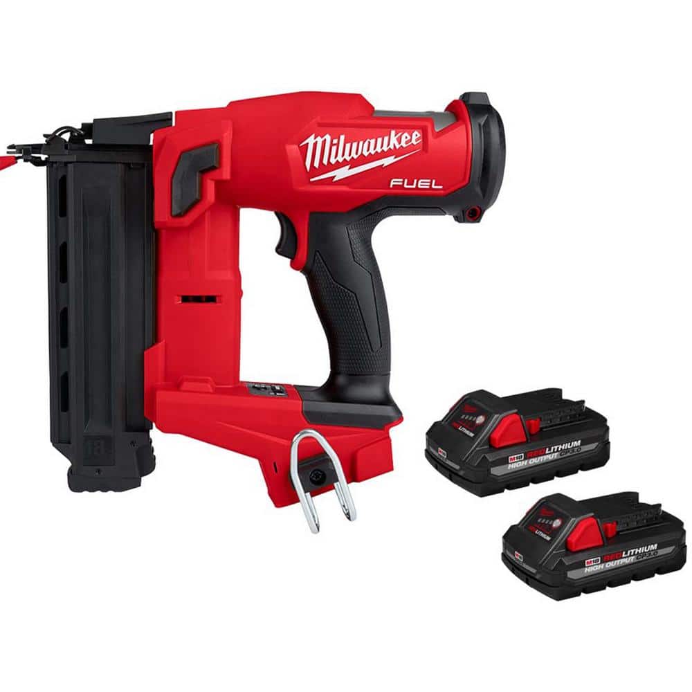 Milwaukee M18 FUEL Brushless Cordless Gen II 18-Gauge Brad Nailer w/M18 Lithium-Ion HIGH OUTPUT CP 3.0Ah Battery Pack (2-Pack) (1)