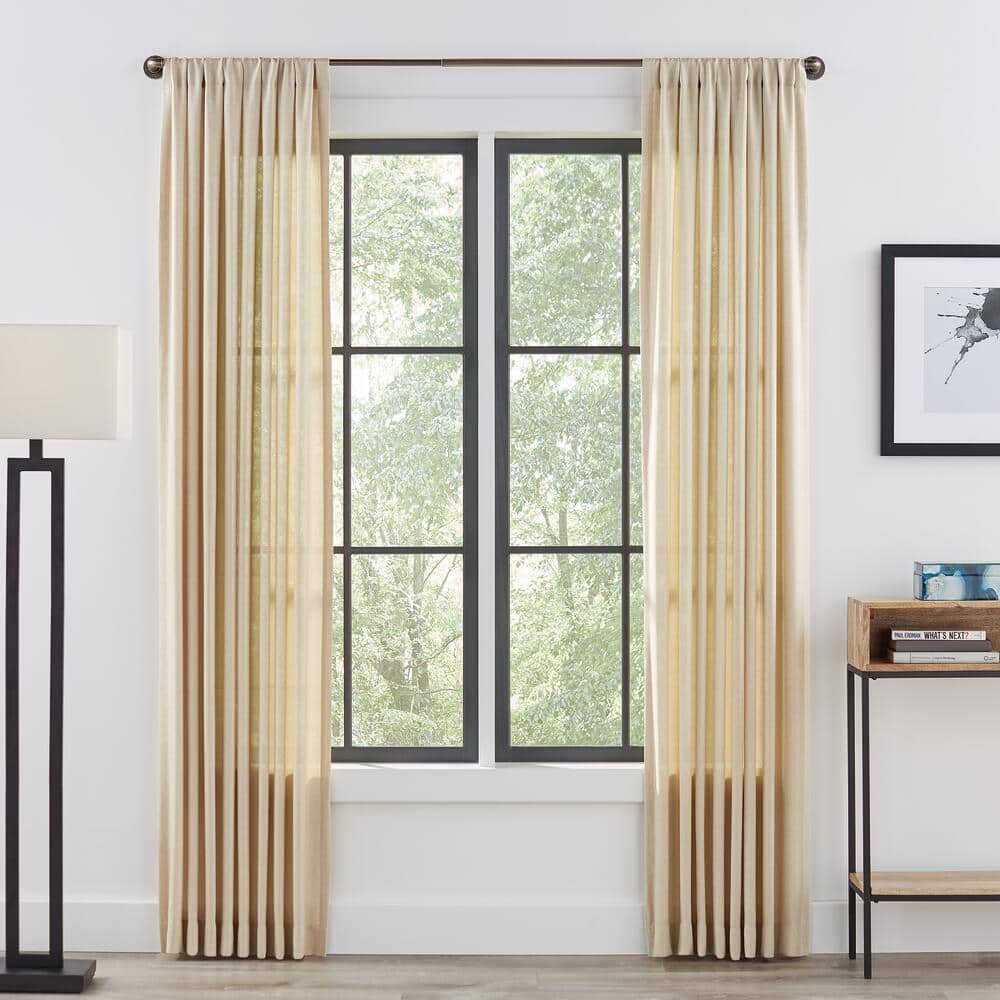 StyleWell 66 in. - 120 in. Telescoping 3/4 in. Industrial Pipe Finial Single Curtain Rod Kit in Gunmetal (4)