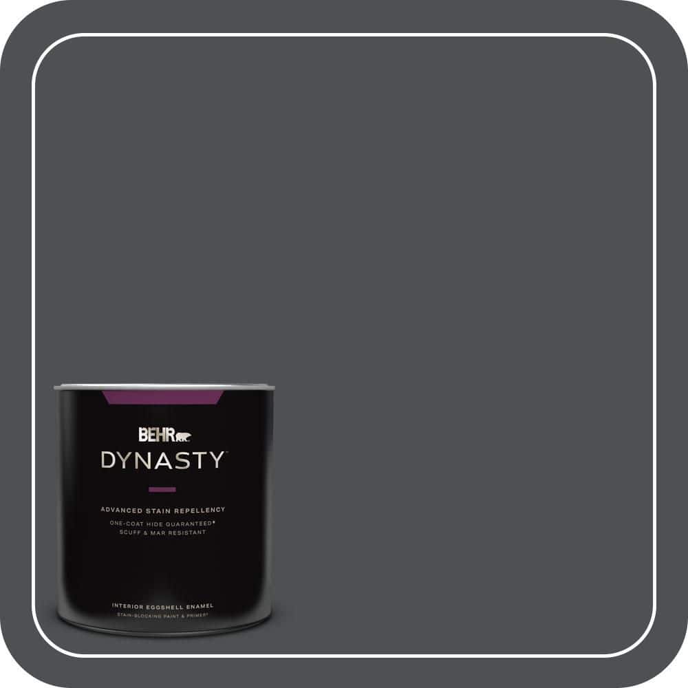 BEHR DYNASTY 1 qt. #PPU26-01 Satin Black Eggshell Enamel Interior Stain-Blocking Paint & Primer