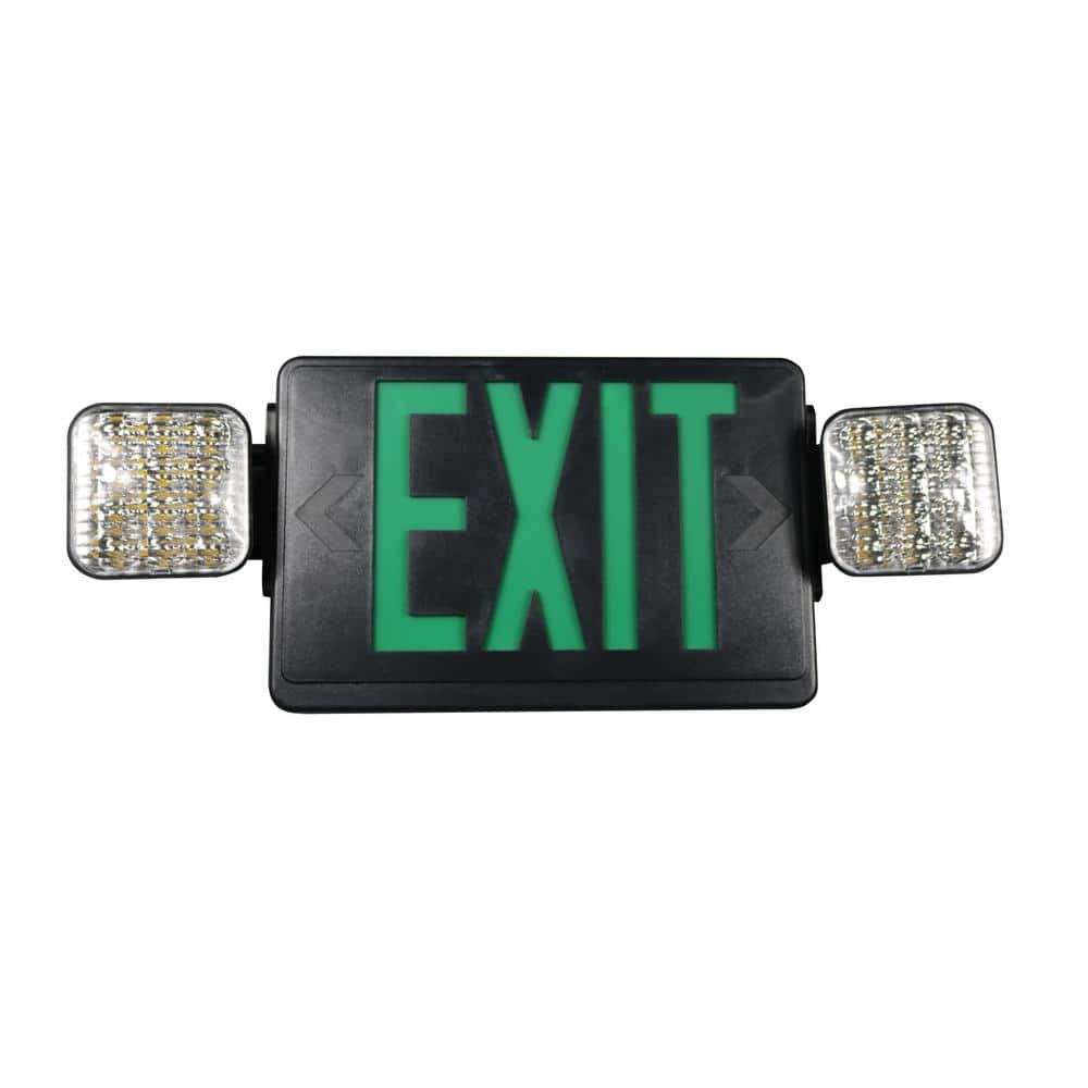 Commercial Electric 1-Pack Combo 14-Watt with NICAD 9.6-Volt Battery Integrated LED Black Exit Sign and Emergency Light (3)