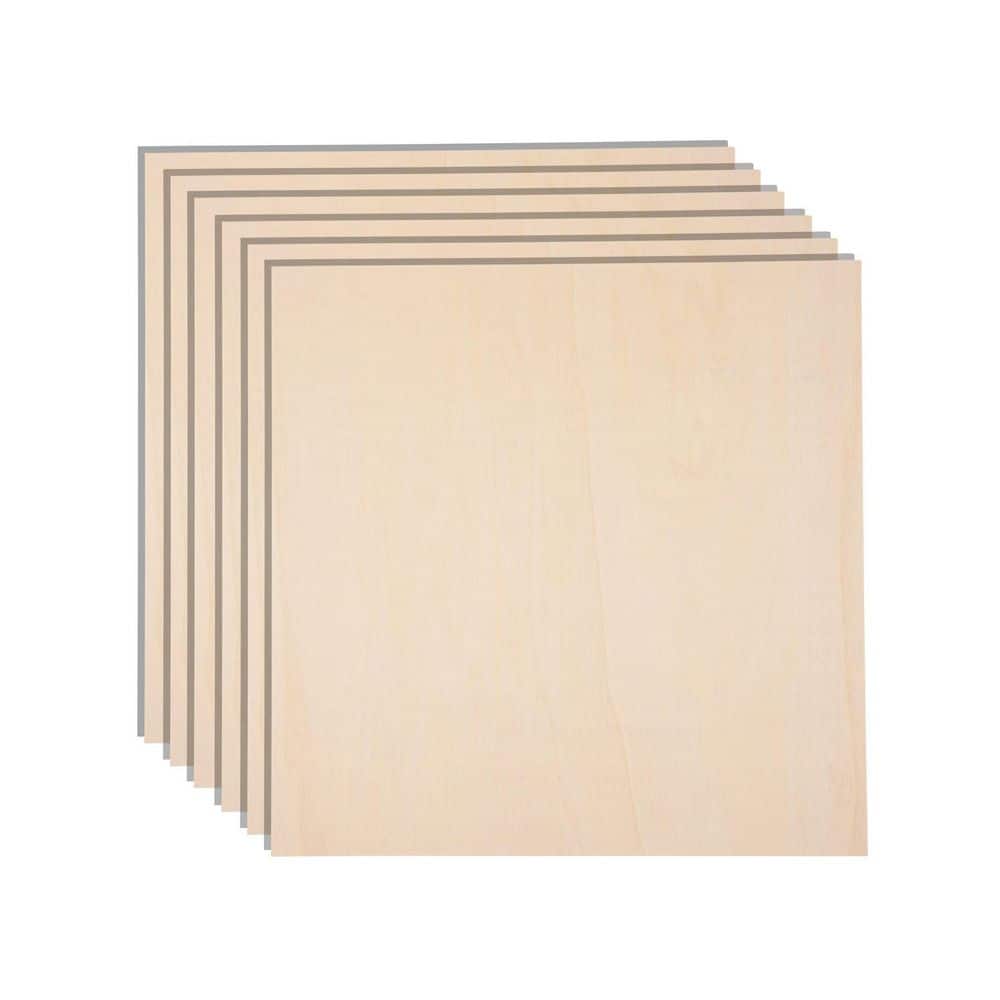Afoxsos 1/4 in. x 11.81 in. x 11.81 in. Basswood Project Panel Unfinished Plywood Sheets for Crafts DIY Laser Engraving 12-Pack