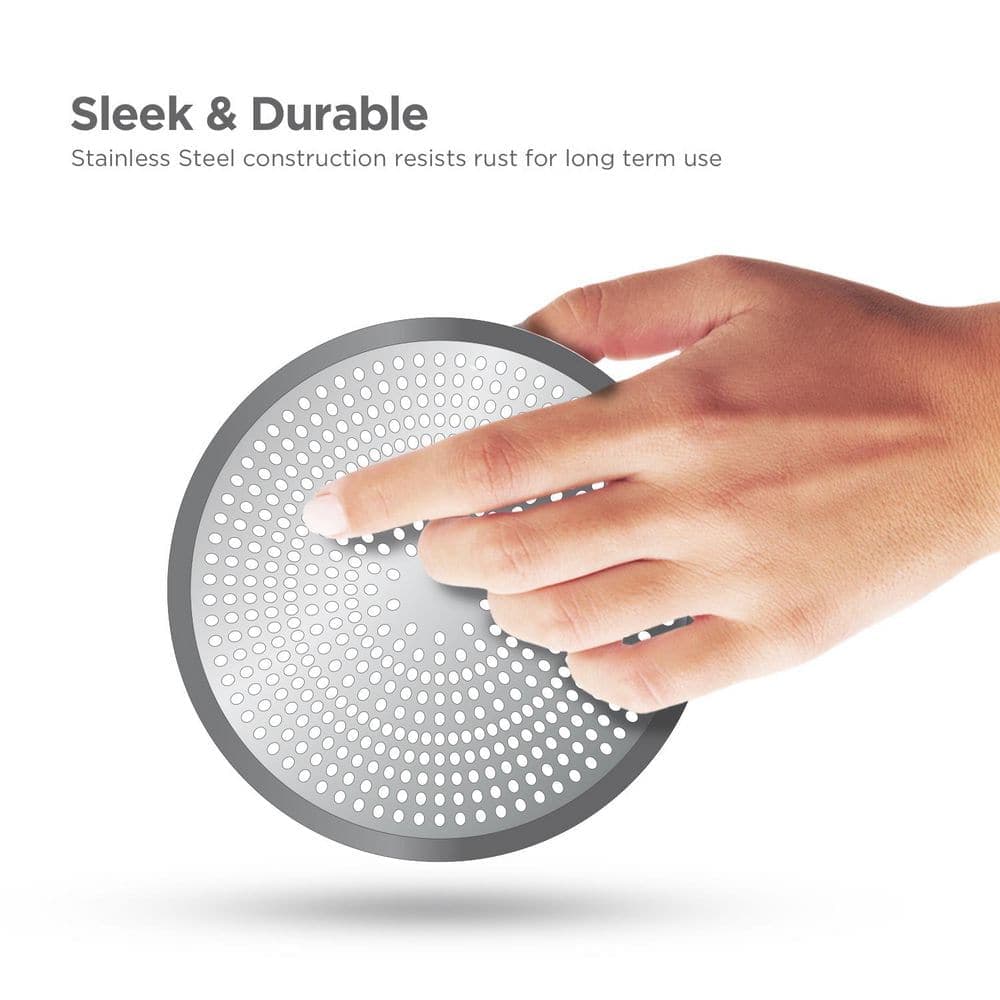 PLUMBFLEX 4-3/4 in. Stainless Steel and Silicone Shower Stall Drain Protector Bathtub Hair Catcher, Brushed Nickle (3)