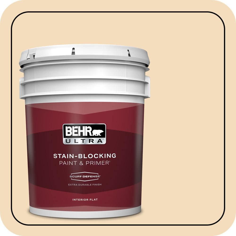 BEHR ULTRA 5 gal. #YL-W01 Spinning Silk Extra Durable Flat Interior Paint & Primer