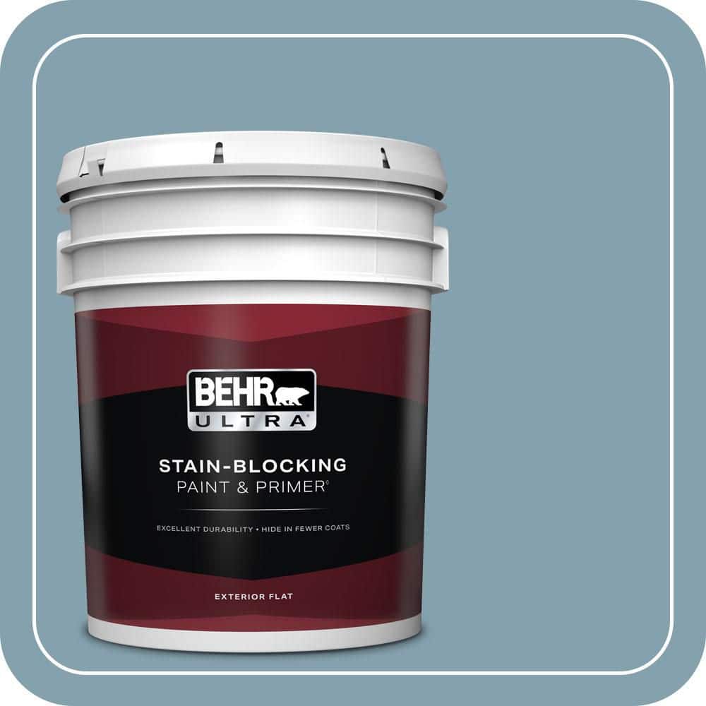 BEHR ULTRA 5 gal. #T14-14 Cloisonne Blue Flat Exterior Paint & Primer