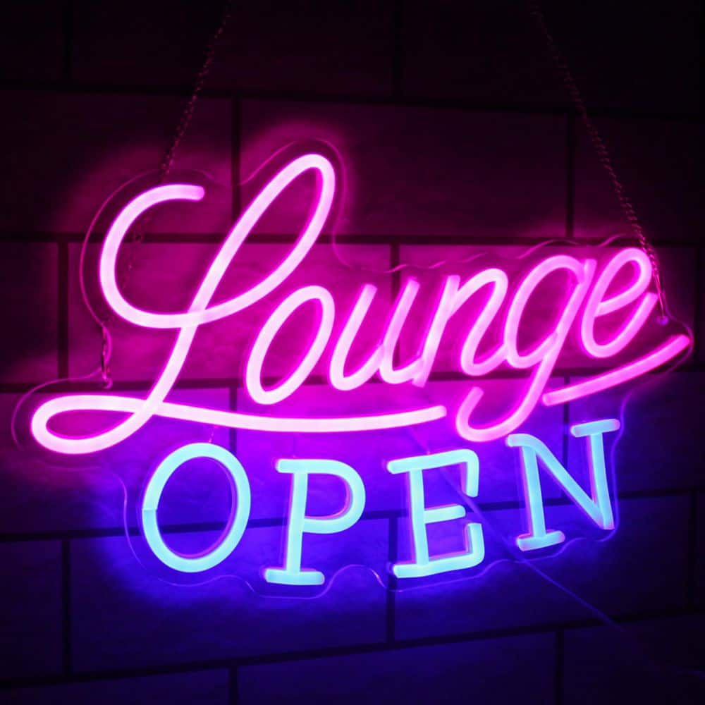 Afoxsos Lounge Open Neon Sign Series Pink Blue LED Acrylic Dimmable Wall Light Business Bar Nightclub Salon Decor (3)