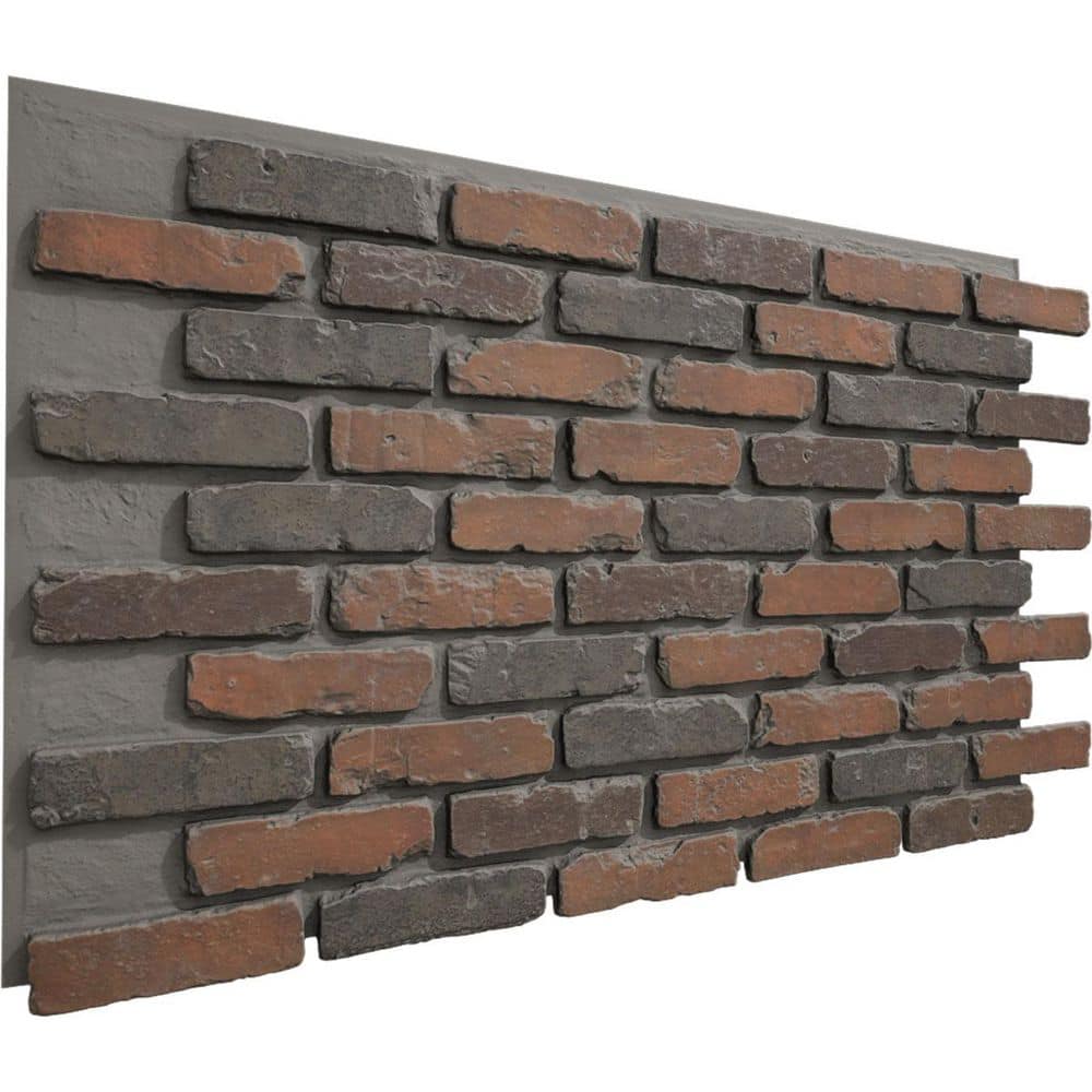 Ekena Millwork EverStone Aged Brick Faux Brick Panel, 46 7/8"W x 27"H x 1 1/4"D, Clay Creek Color (3)