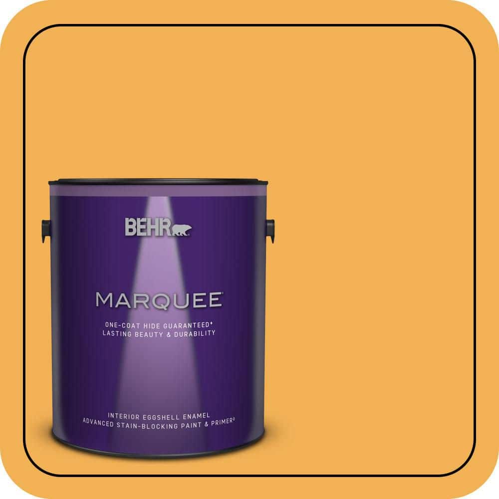 BEHR MARQUEE 1 gal. #PMD-20 Goldenrod Field Eggshell Enamel Interior Paint & Primer