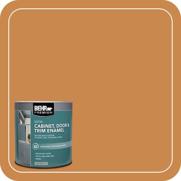 BEHR PREMIUM 1 qt. #M240-7 Golden Pumpkin Satin Enamel Interior/Exterior Cabinet, Door & Trim Paint (2)