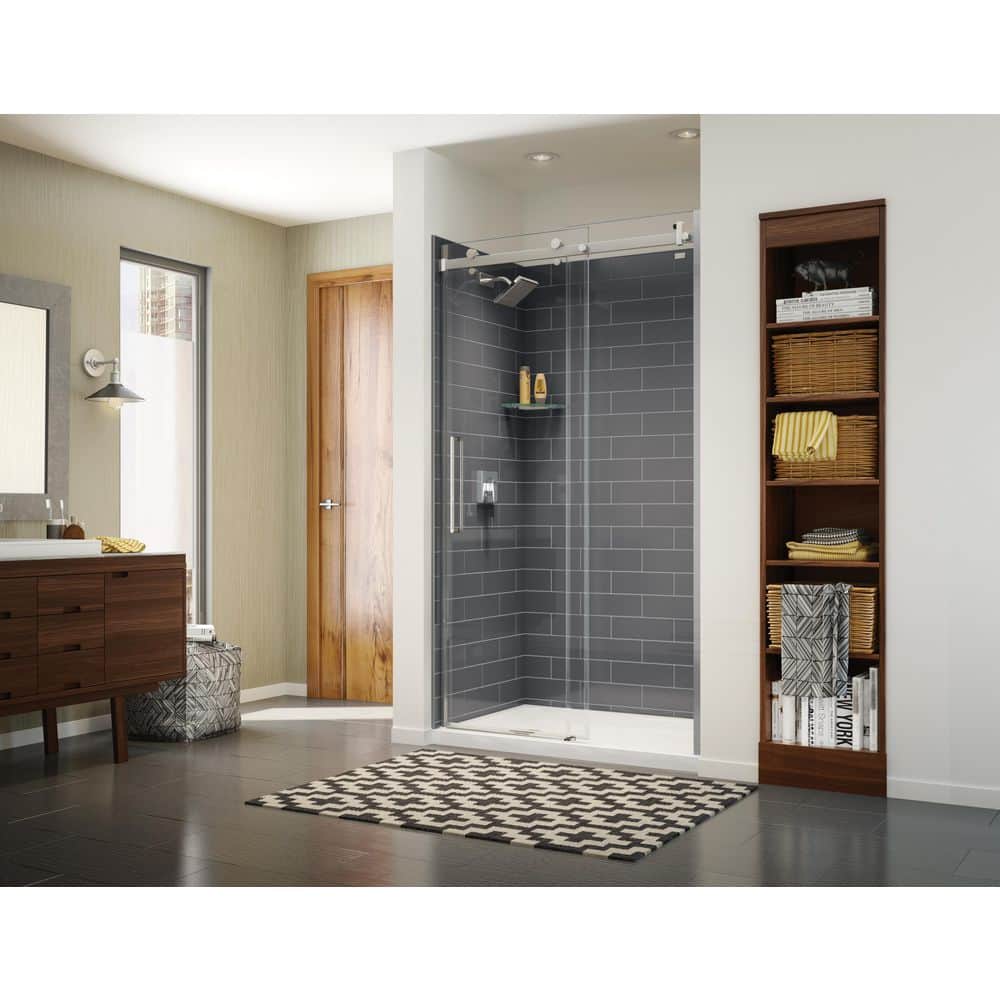 MAAX Utile 48 in. W x 32.5 in. D x 80 in. H Three piece Direct-to-Stud Composite Alcove Shower Wall Surrounds in Thunder Grey (1)