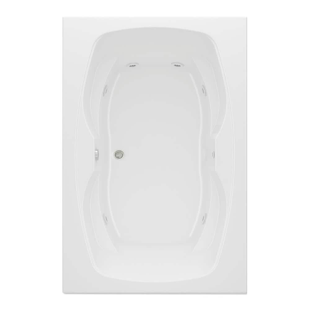 Aquatic Hialeah II 72 in. Acrylic Reversible Drain Rectangular Drop-In Whirlpool Bathtub (1)