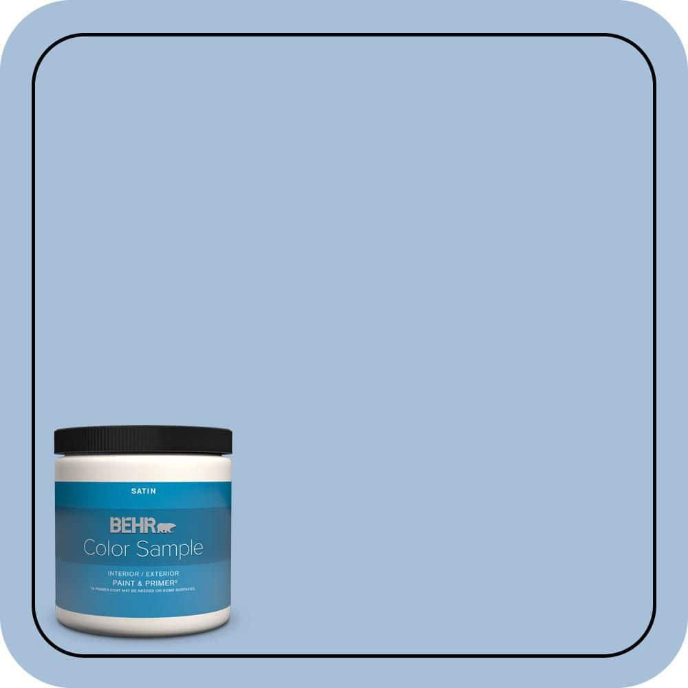 BEHR PREMIUM PLUS 8 oz. #580D-4 Skysail Blue Satin Enamel Interior/Exterior Paint & Primer Color Sample