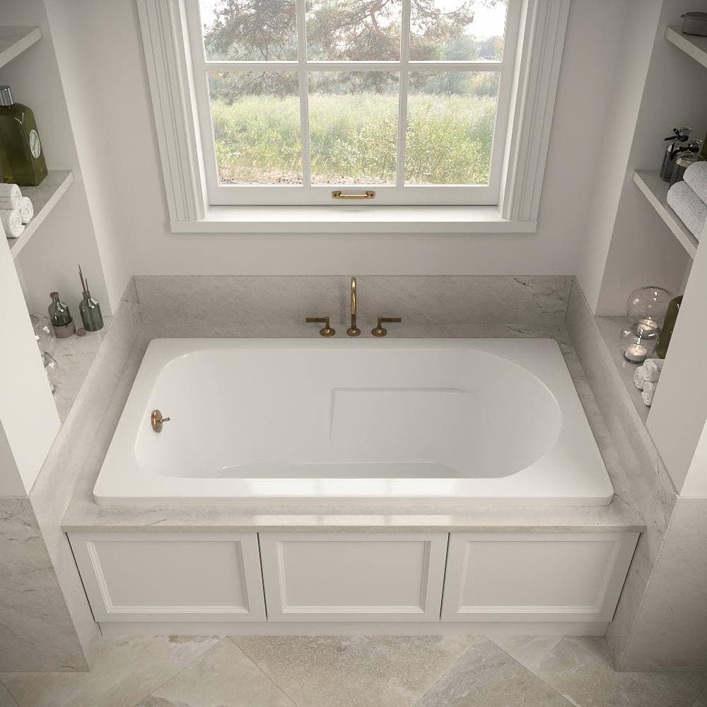Streamline N-4280-739-BGL 60 in. 32 in. Rectangular Acrylic Soaking Drop-In Bathtub, with Drain Brushed Gold (2)