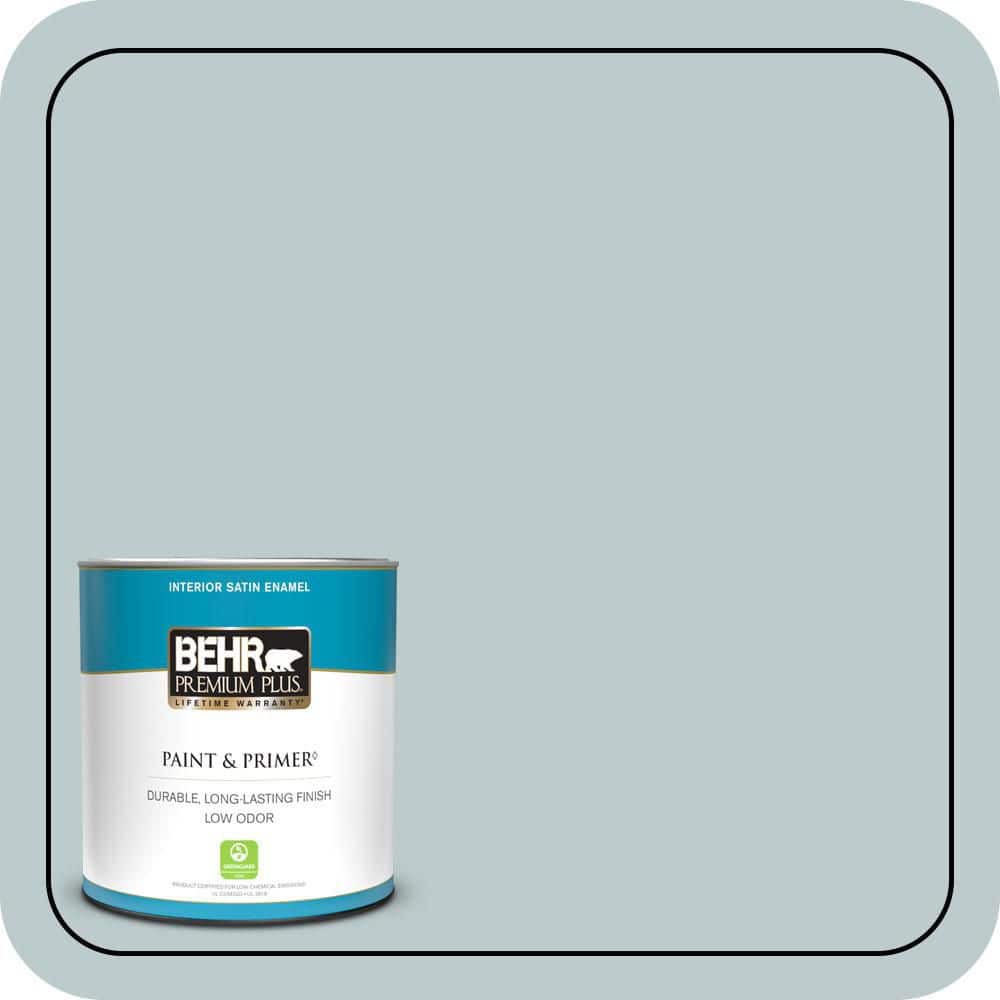 BEHR PREMIUM PLUS 1 qt. #N440-2 Urban Raincoat Satin Enamel Low Odor Interior Paint & Primer (1)