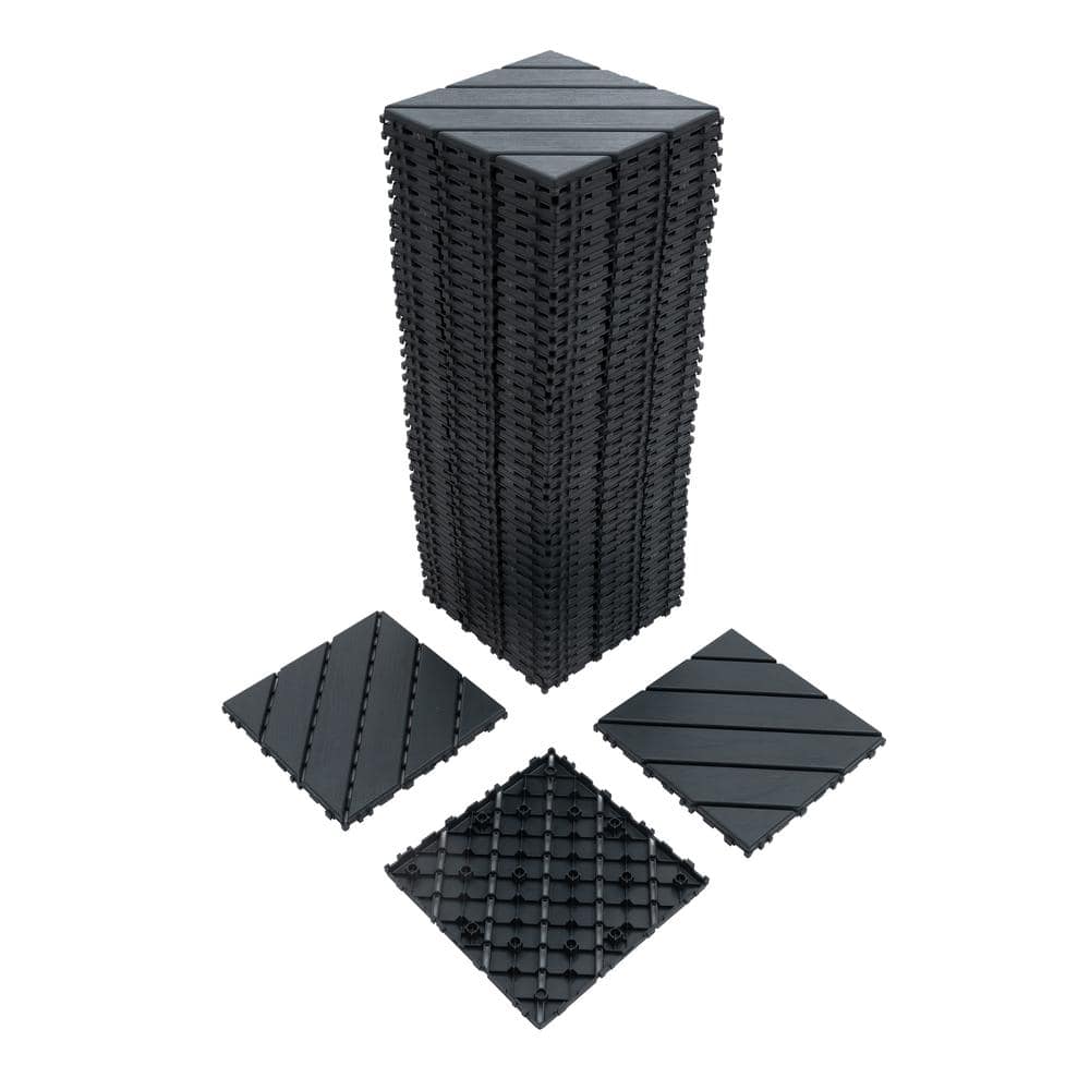 Sudzendf 1 ft. x 1 ft. Outdoor Square Waterproof Deck Tile in Gray, All Weather Use ( 44 Per Case)