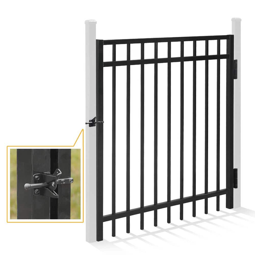 Fencer Wire 4 ft. 6 ft. Flat Top Anti-Rust Metal Fence Gate, Decorative Garden Gate (Single set)