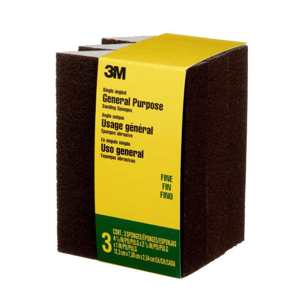 3M General Purpose Sanding Sponge 2 7/8 in. 4-7/8 in. 120 Fine-Grit Single Angled (4)