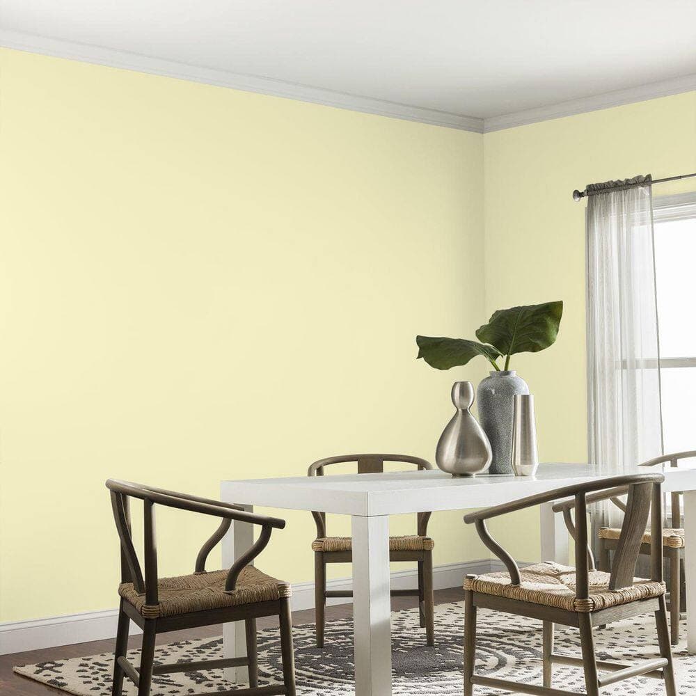 Glidden Ultra-Hide 1 gal. PPG1212-2 Banana Pudding Satin Interior Paint (4)