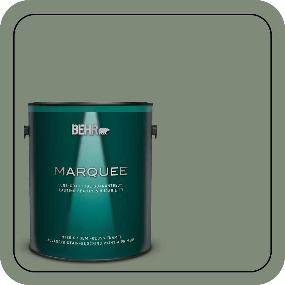 BEHR MARQUEE 1 gal. #N400-5 Thai Basil One-Coat Hide Semi-Gloss Enamel Interior Paint & Primer