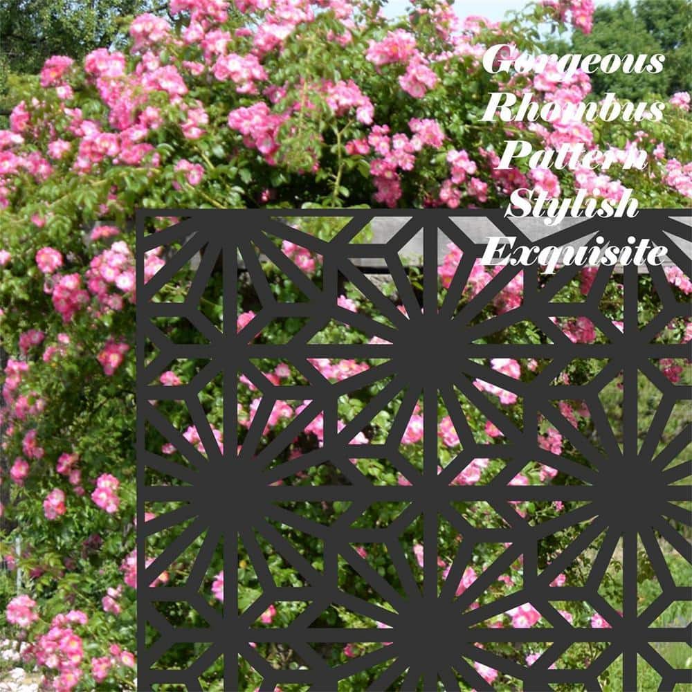 Unbranded 4 ft. x 6 ft. Black Galvanized Steel Sun Flower Privacy Screens, Decorative Privacy Screen and Panels for Balcony Patio (3)