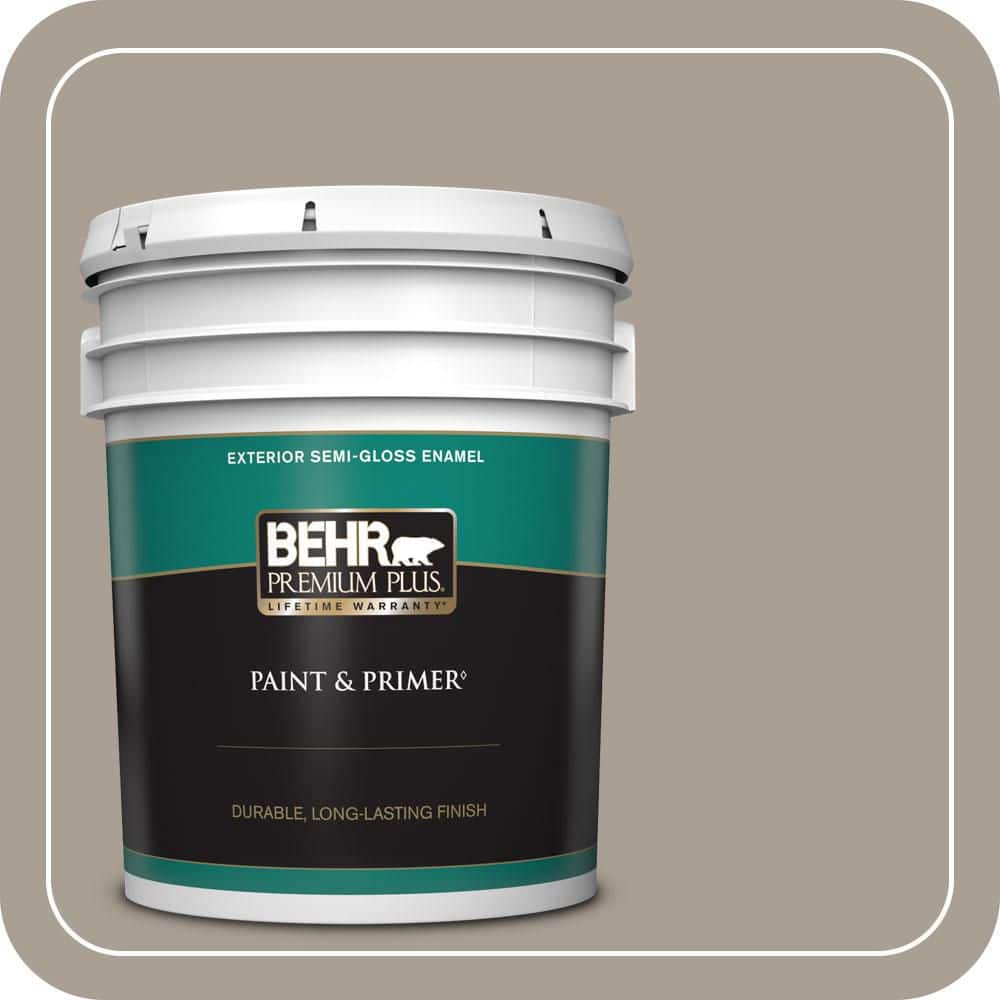 BEHR PREMIUM PLUS 5 gal. #T12-12 Jackal Semi-Gloss Enamel Exterior Paint & Primer