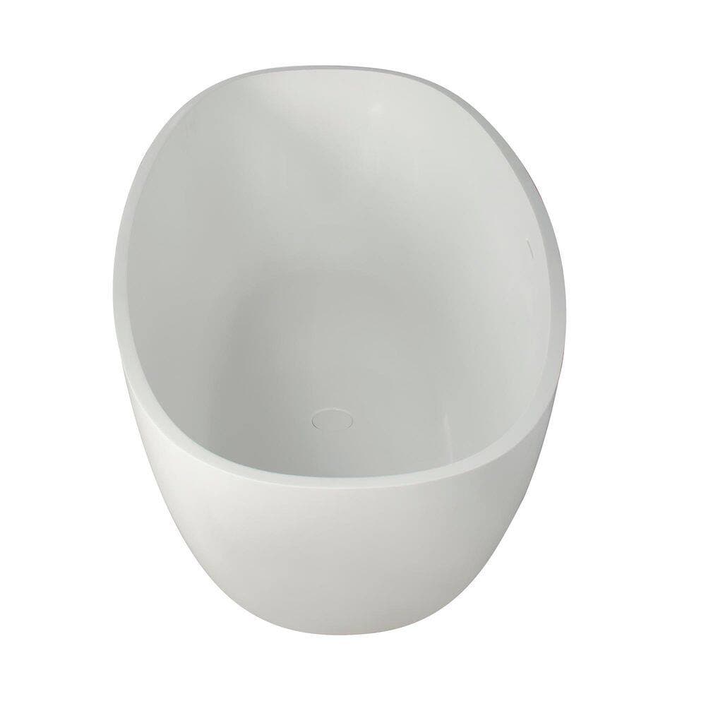 WELLFOR 65 in. x 29.5 in. Artificial Stone Soaking Bathtub in Matte White Solid Surface with Overflow and Pop-up Drain (3)