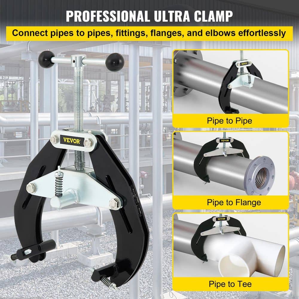 VEVOR Pipe Clamp Fixture 2 in. to 6 in. Capacity Clutch Clamp Set High Strength Steel with Quick Acting Screws for Alignment (2)