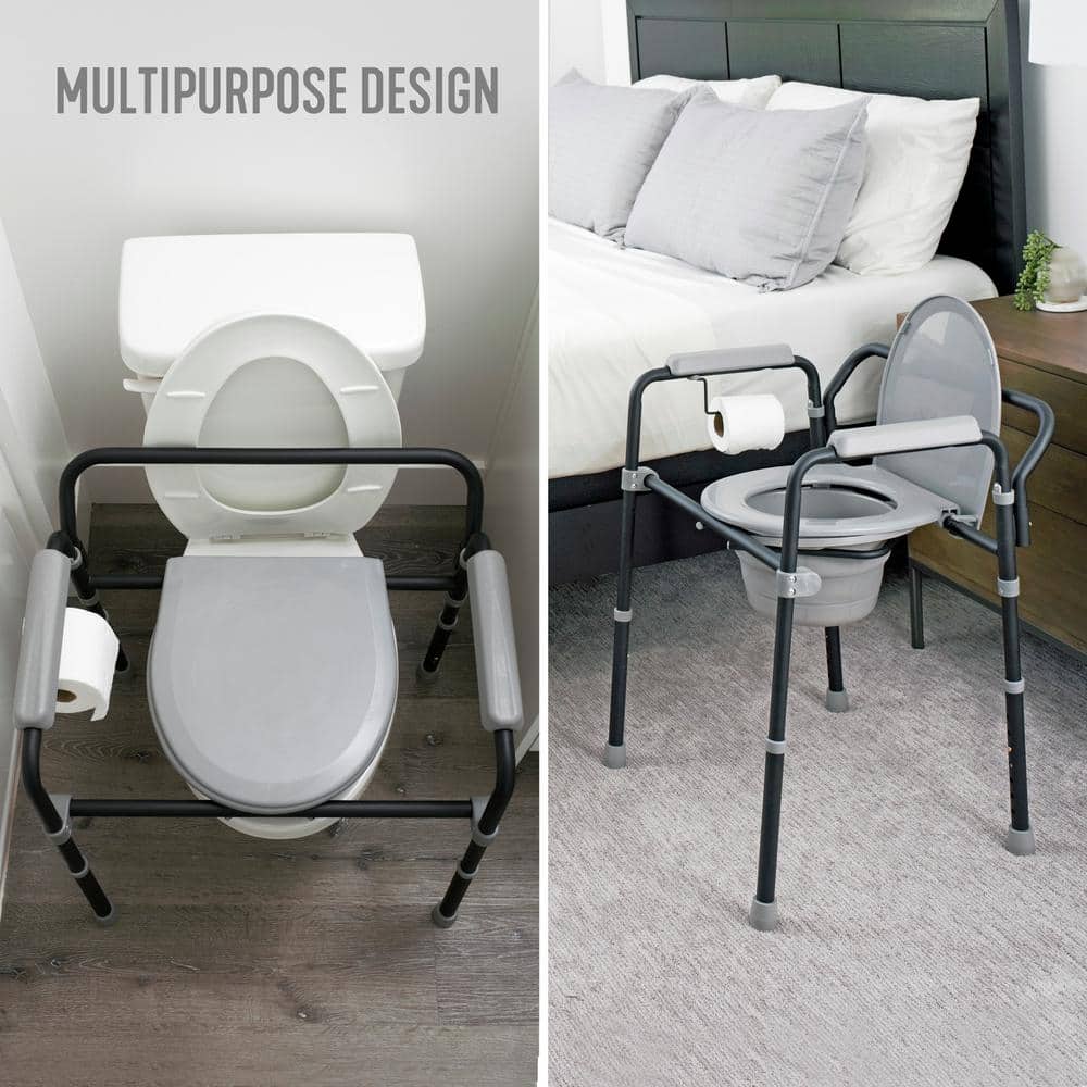 Able Life Universal Bedside Commode, 23 in. x 24 in. Extra Wide Commode Chair Toilet Seat with Removable Bucket for Seniors (3)