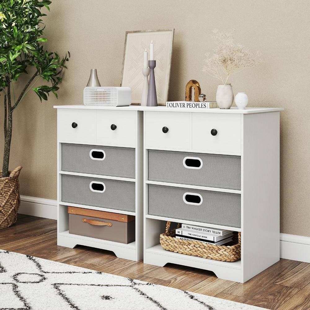 Volenca 4-Drawer Dresser Chest Storage Organizer with Open Shelves (2)