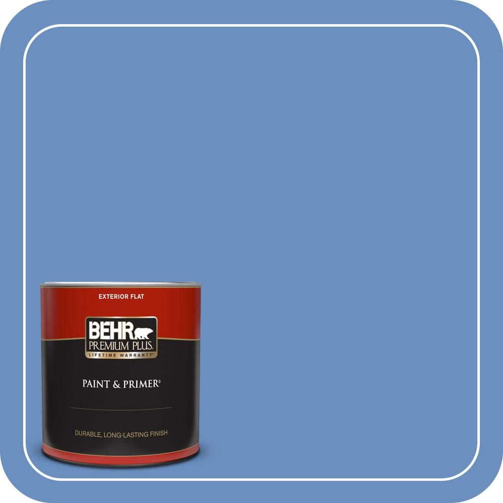 BEHR PREMIUM PLUS 1 qt. Home Decorators Collection. #HDC-MD-02 Lapis Lazuli Flat Exterior Paint & Primer (1)