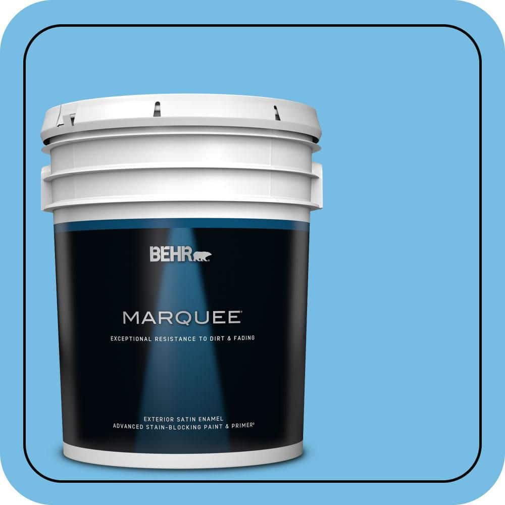 BEHR MARQUEE 5 gal. #550B-4 Costa Rica Blue Satin Enamel Exterior Paint & Primer