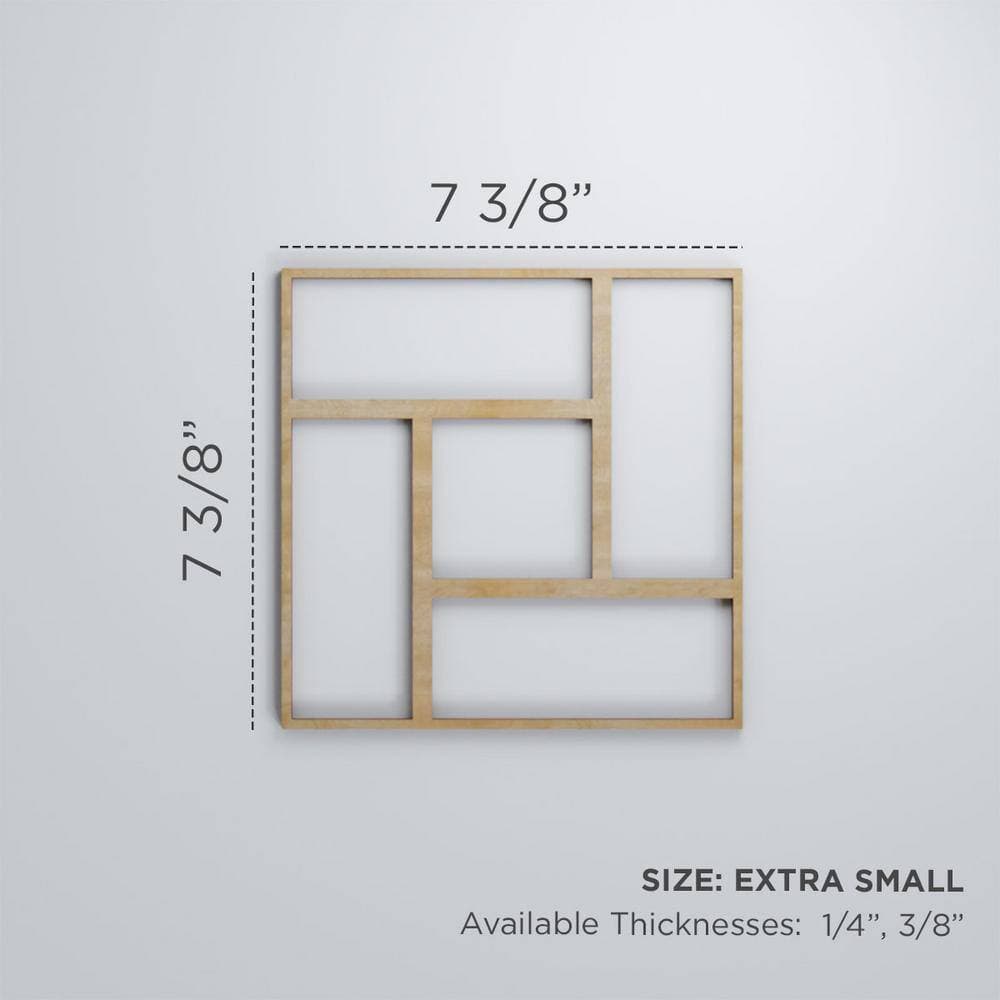 Ekena Millwork 7-3/8" x 7-3/8" x 1/4" Extra Small Sheffield Decorative Fretwork Wood Wall Panels, Birch (10-Pack) (2)