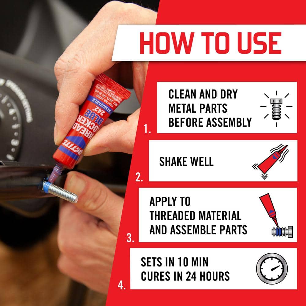 Loctite Threadlocker242, Medium-Strength Glue and Bolt Adhesive, Blue (3)