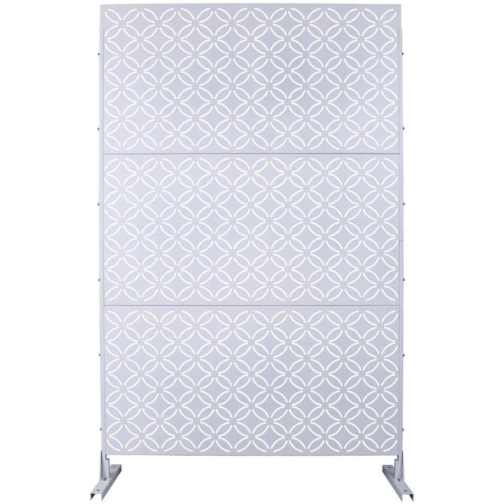 Boosicavelly 48 in. W x 76 in. H White Steel Privacy Fence Screen for Garden Fence (1)