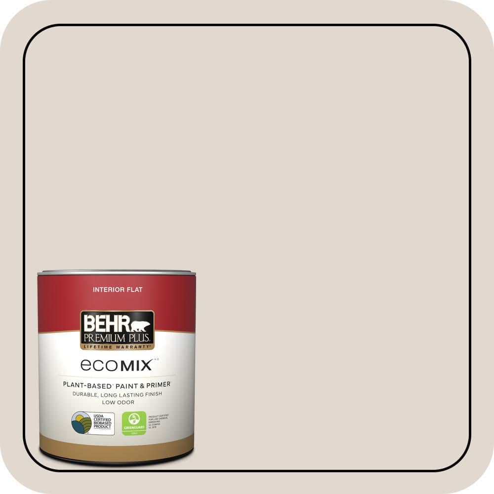 BEHR PREMIUM PLUS 1 qt. #PPL-78 Taupe Mist Flat EcoMix Plant-Based Interior Paint & Primer (1)