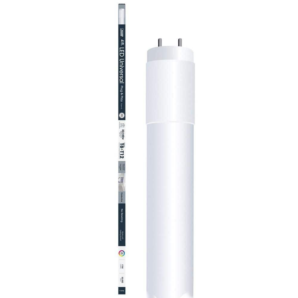 Feit Electric 14-Watt 4 ft. T8/T12 G13 Type A Plug and Play Linear LED Tube Light Bulb, Cool White 4100K