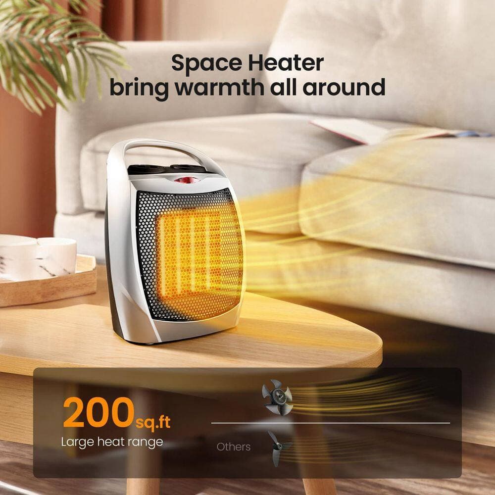 Unbranded 1500-Watt 5.31 in. Silver Indoor Electric Ceramic Space Heater w/ Adjustable Thermostat and Overheat Convection/Radiant (3)
