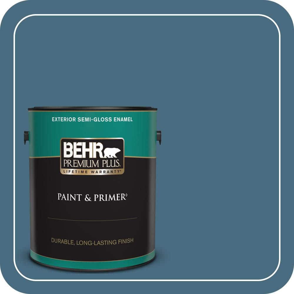 BEHR PREMIUM PLUS 1 gal. #550F-6 Regatta Bay Semi-Gloss Enamel Exterior Paint & Primer