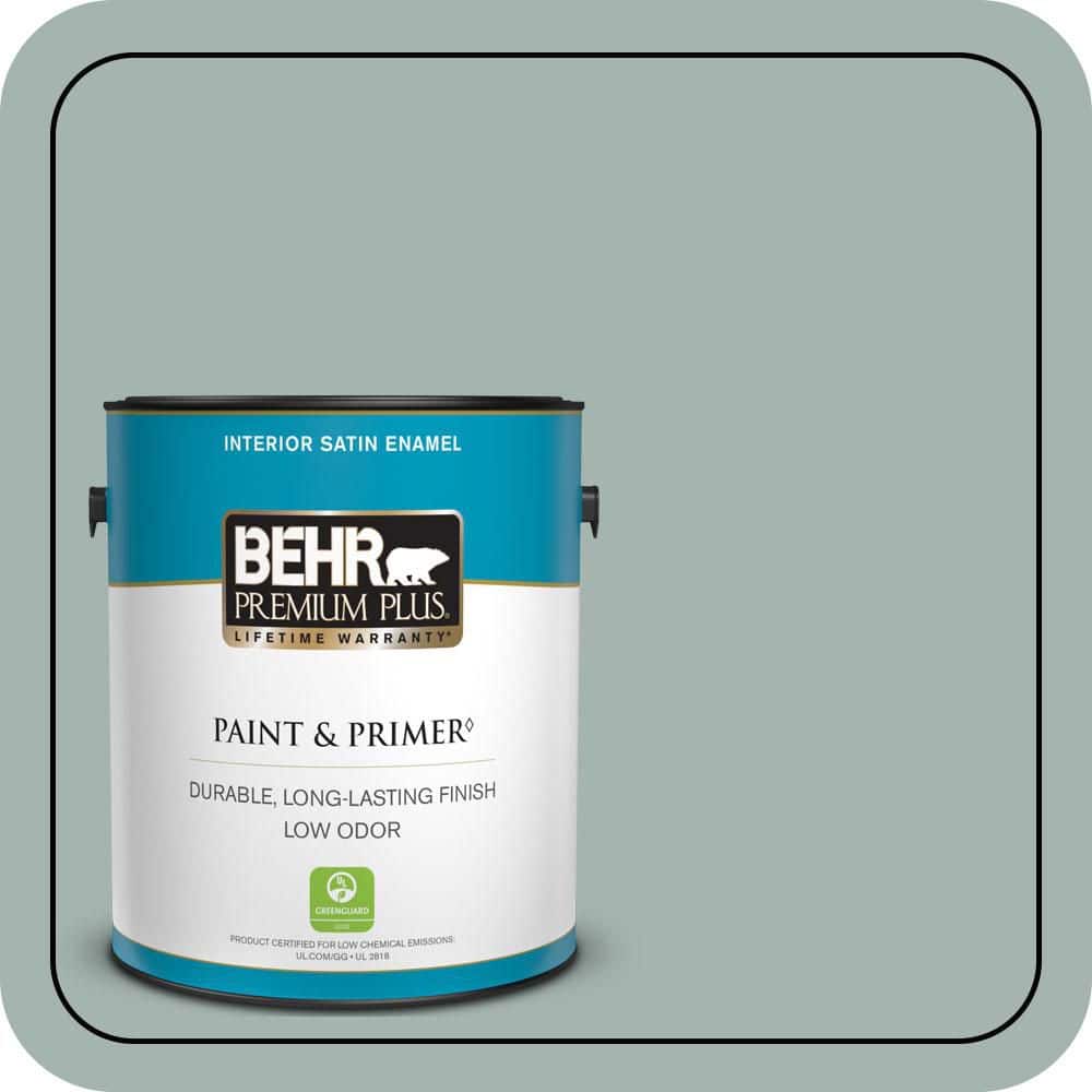 BEHR PREMIUM PLUS 1 gal. #PPU12-09 Frozen Pond Satin Enamel Low Odor Interior Paint & Primer