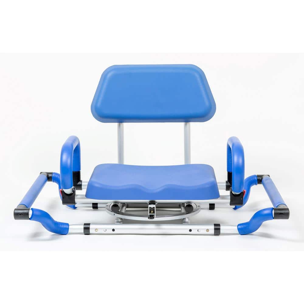 iLIVING Swivel Pivoting Tub-Mounted Shower Chair for Bathtub with Padded Seat, Back and Arms, and Adjustable Mounting Width
