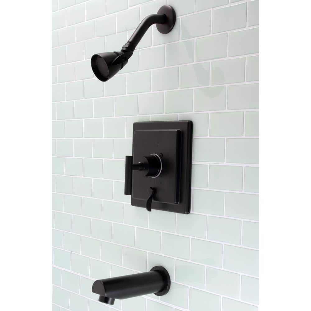 Kingston Brass Manhattan Single Handle 1-Spray Tub and Shower Faucet 1.8 GPM with Corrosion Resistant in. Matte Black (2)