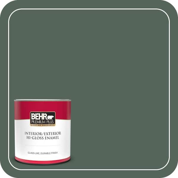 BEHR PREMIUM PLUS 1 qt. #460F-6 Medieval Forest Hi-Gloss Enamel Interior/Exterior Paint & Primer (2)