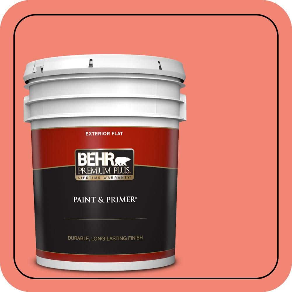 BEHR PREMIUM PLUS 5 gal. #T16-07 Coralette Flat Exterior Paint & Primer